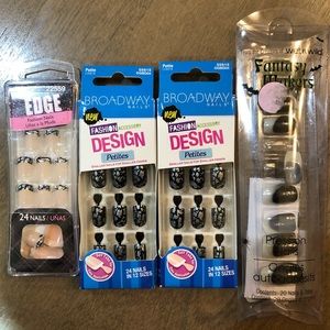 NEW VINTAGE Y2K Set of 4 Packs of Fake Acrylic Costume Crackle Abstract Nails